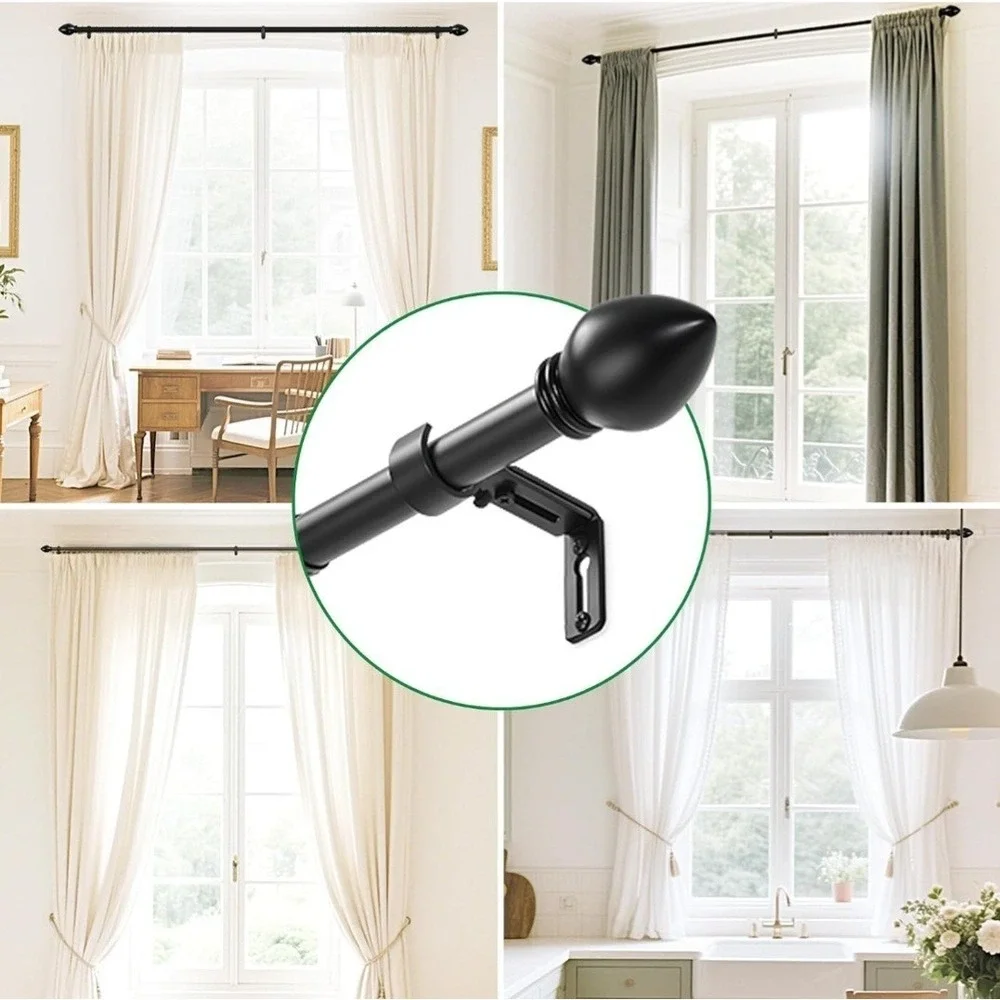 Curtain Rods for Windows 16 to 48 inches, Curtain Rod Max Adjustable Length...